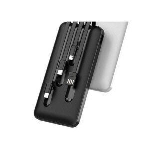 10000mAh Slim Multi-Cable Slim Power Bank - Black